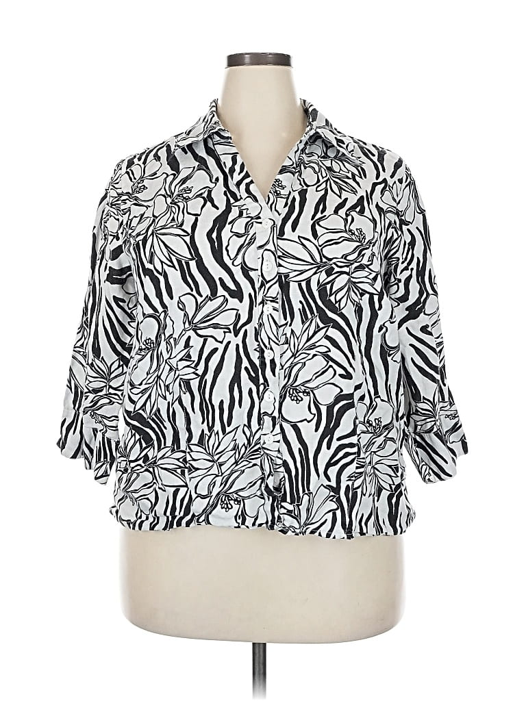 Pre-owned Jm Collection 3/4 Sleeve Blouse In Silver