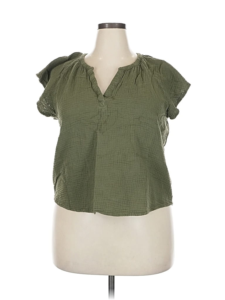 Pre-owned Universal Thread Short Sleeve Blouse In Green