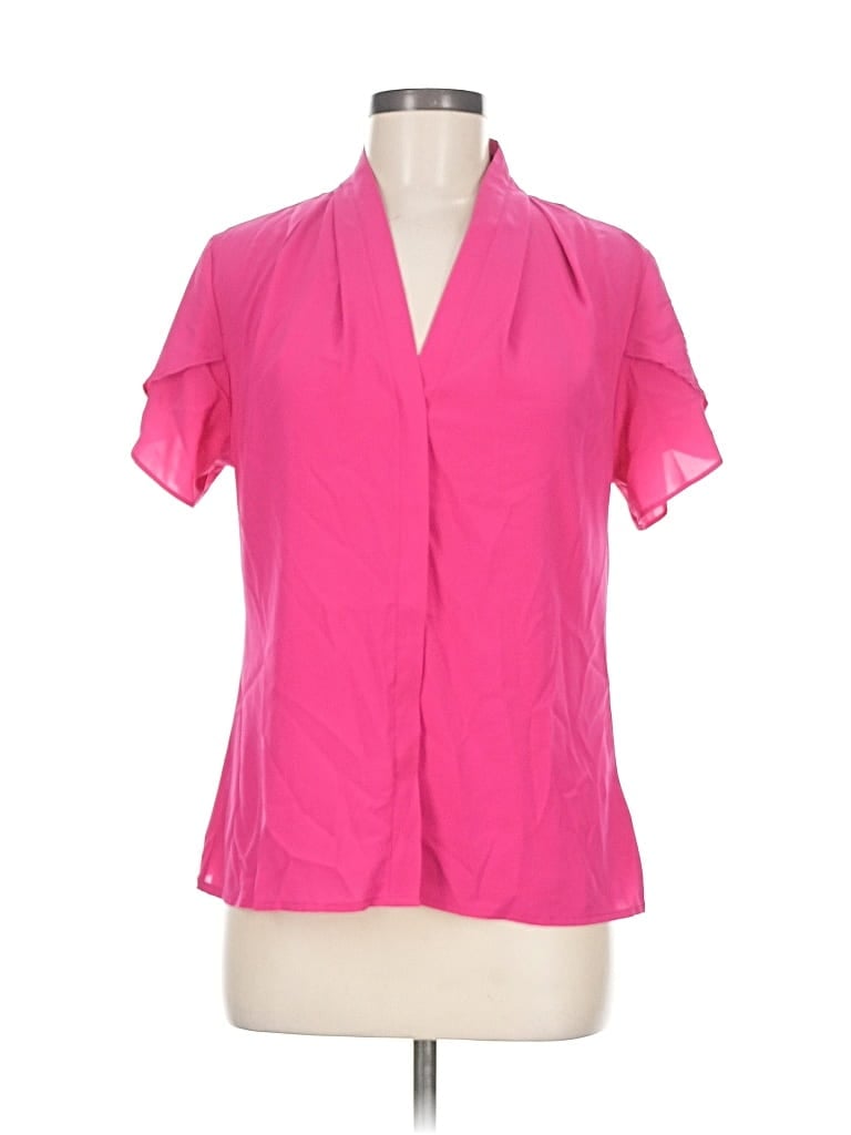 Pre-owned Calvin Klein Short Sleeve Blouse In Pink