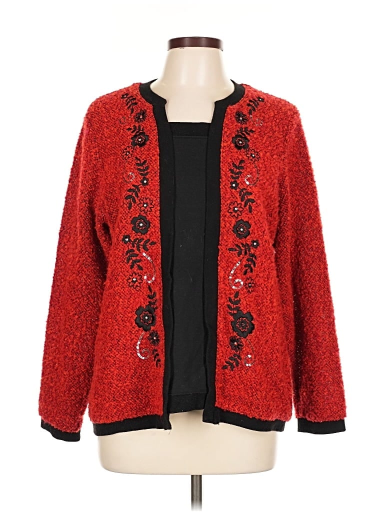 Pre-owned Cathy Daniels Cardigan Sweater In Red
