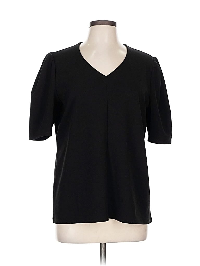 Pre-owned Chico's Short Sleeve Blouse In Black