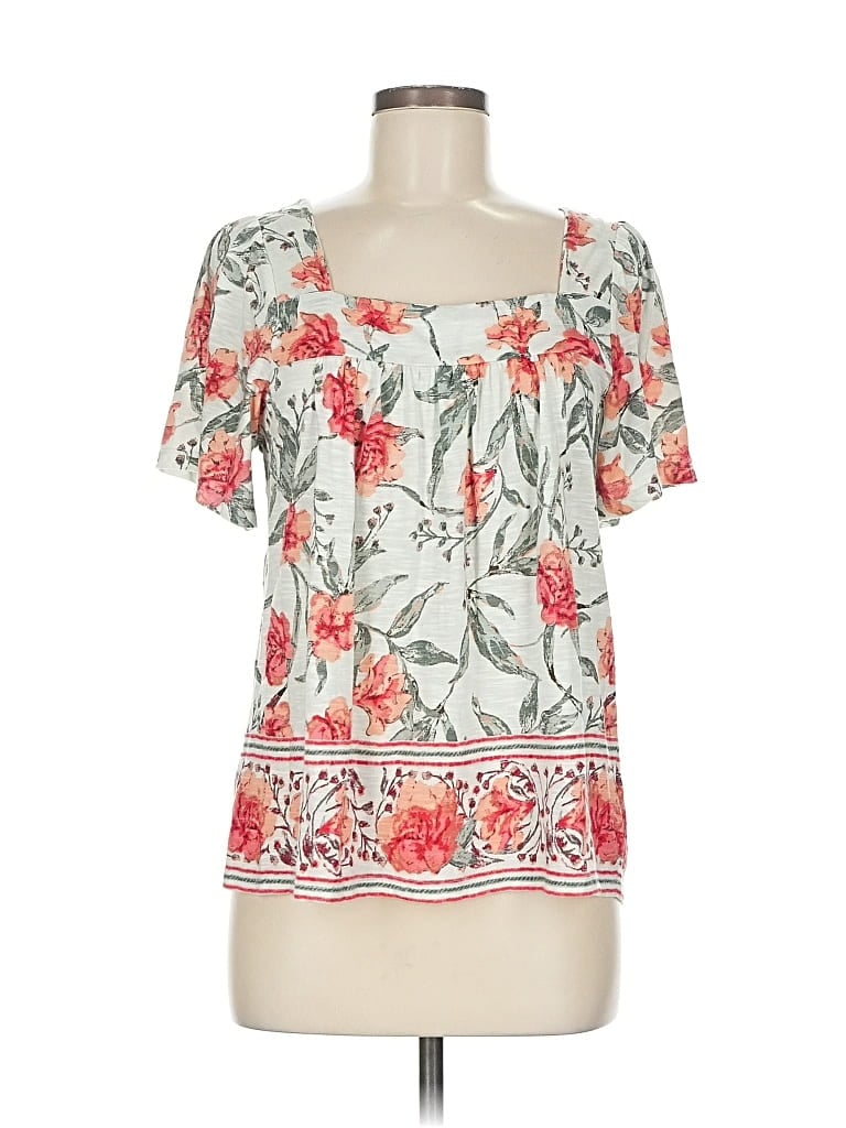 Pre-owned Lucky Brand Short Sleeve Blouse In Green