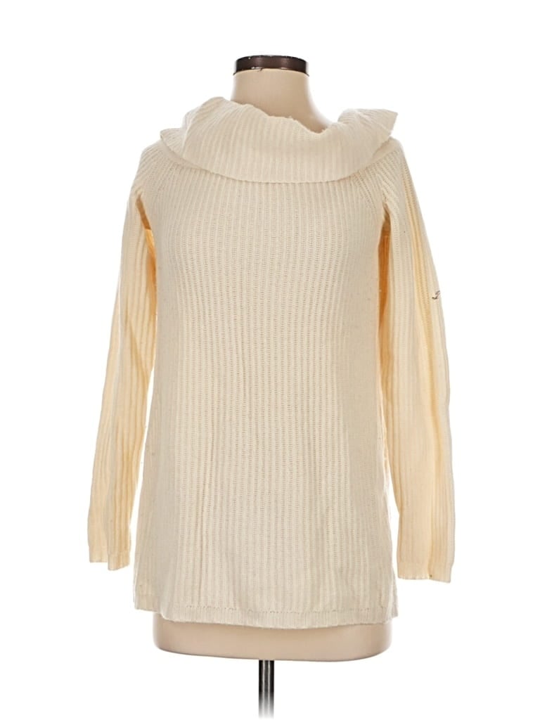 Pre-owned Worth New York Long Sleeve Top Ivory Turtleneck Tops
