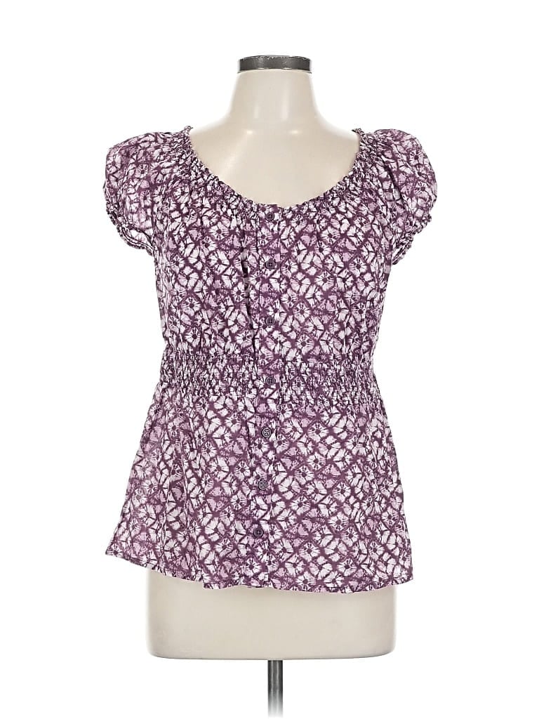 Pre-owned Merona Short Sleeve Top Purple Sweetheart Neckline Tops