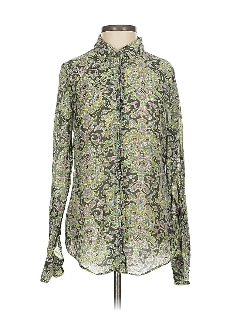 Pre-owned J.crew Factory Store Long Sleeve Blouse In Green