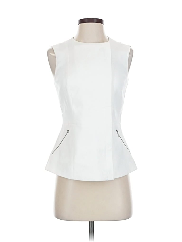Pre-owned Bcbgmaxazria Sleeveless Blouse In White