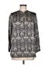 Amrita Singh 100% Silk Paisley Silver Long Sleeve Silk Top Size M - photo 1