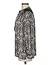 Amrita Singh 100% Silk Paisley Silver Long Sleeve Silk Top Size M - photo 5