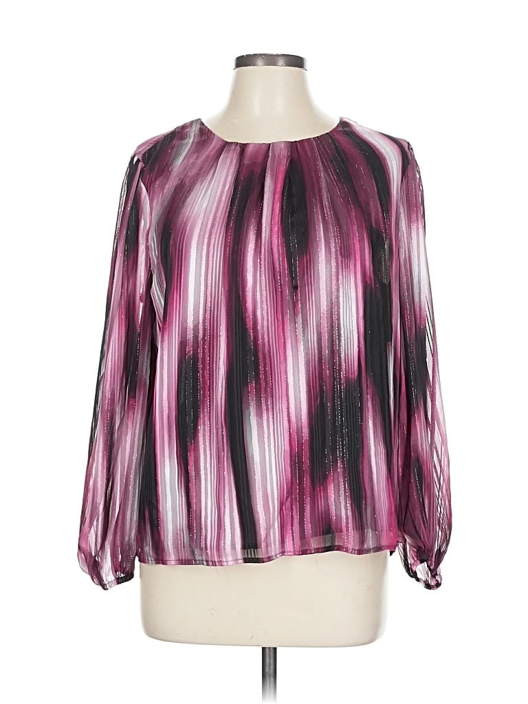 Pre-owned Calvin Klein Long Sleeve Blouse In Purple