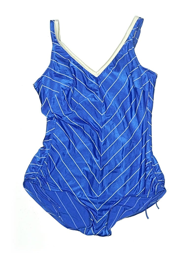 Pre-owned Assorted Brands Swimsuit Top Blue Stripes Pattern Swimwear