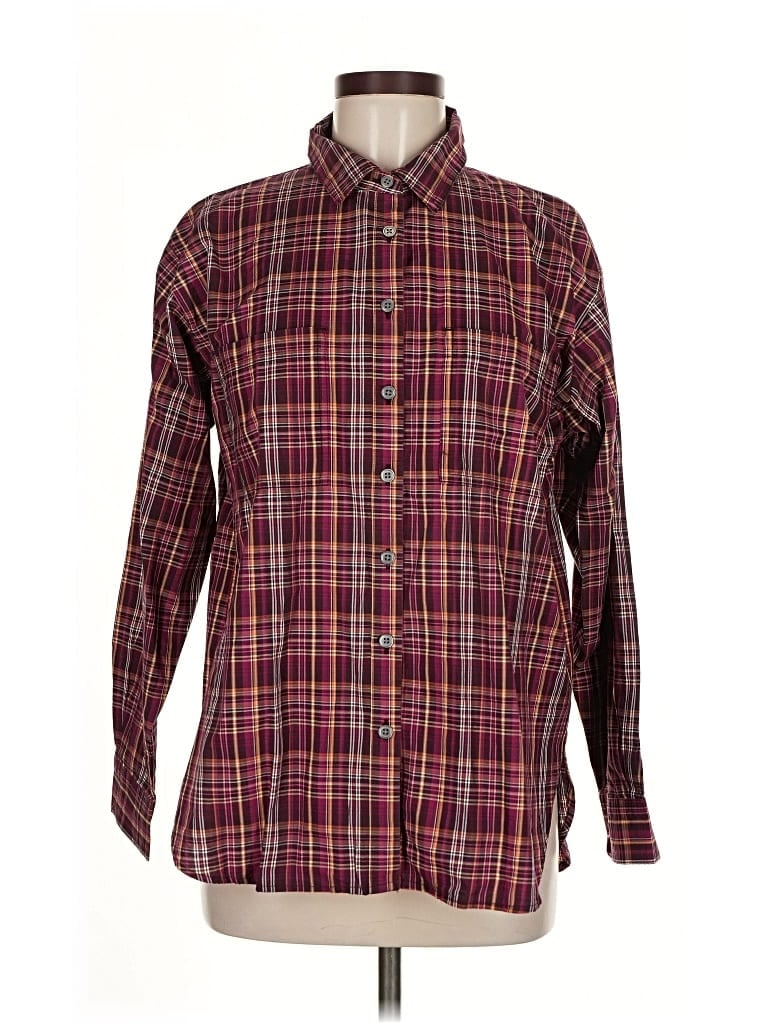 Pre-owned Ann Taylor Loft Long Sleeve Button Down Shirt In Burgundy