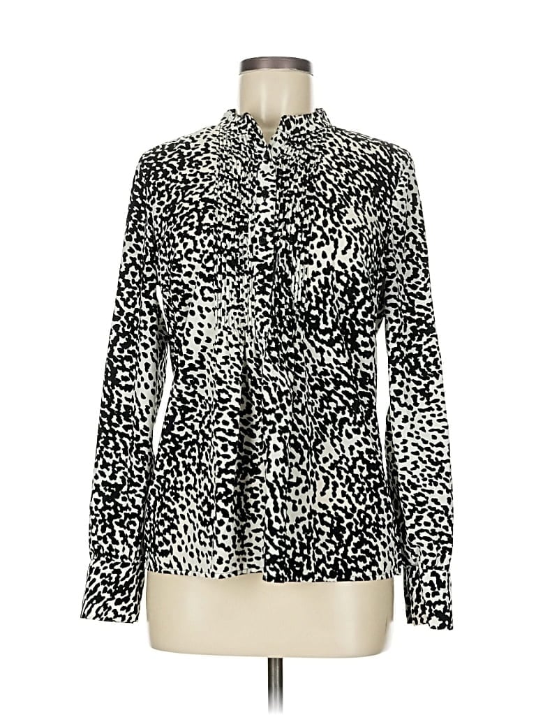 Pre-owned Merona Long Sleeve Blouse In Silver