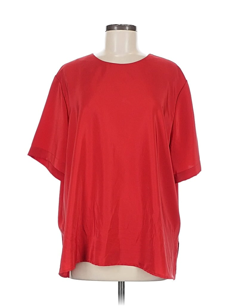 Pre-owned Notations Short Sleeve Top Red Crew Neck Tops