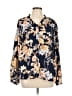 Well Worn 100% Polyester Floral Blue Long Sleeve Blouse Size L - photo 1