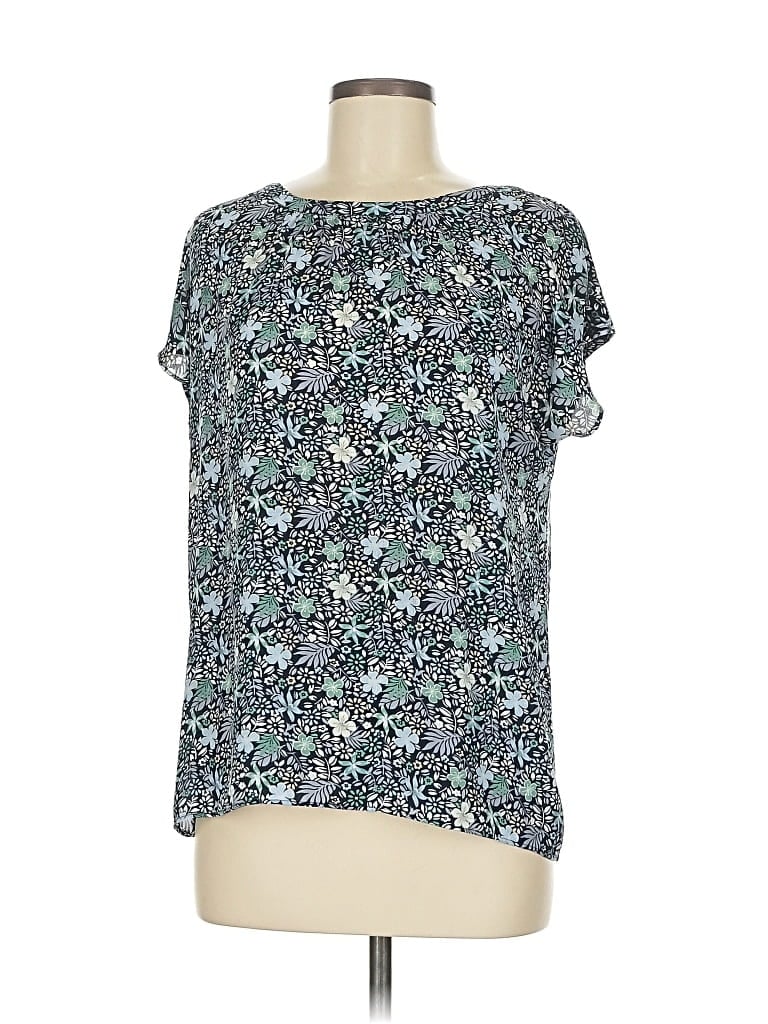 Pre-owned Ann Taylor Loft Short Sleeve Blouse In Blue