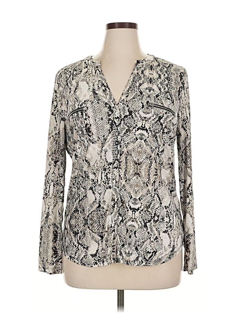 INC INTERNATIONAL CONCEPTS Pre-owned Long Sleeve Blouse In Silver