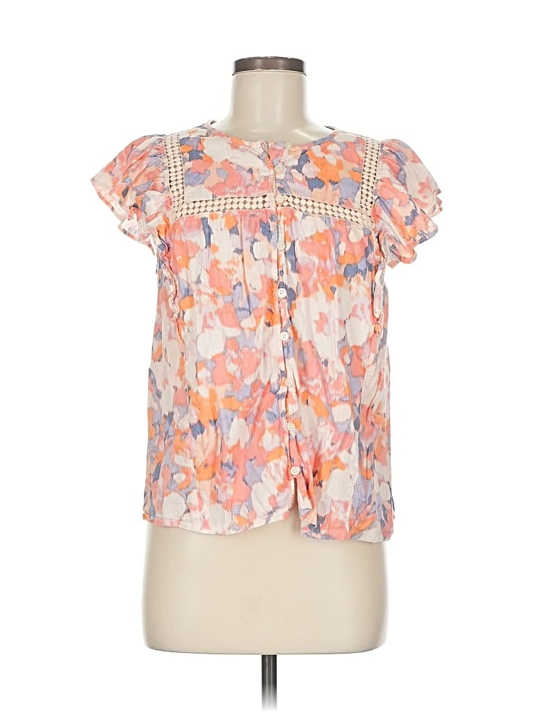 Pre-owned Gap Short Sleeve Blouse In Pink