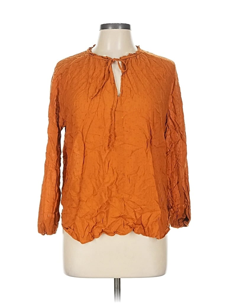 Pre-owned Ann Taylor Loft 3/4 Sleeve Blouse In Orange