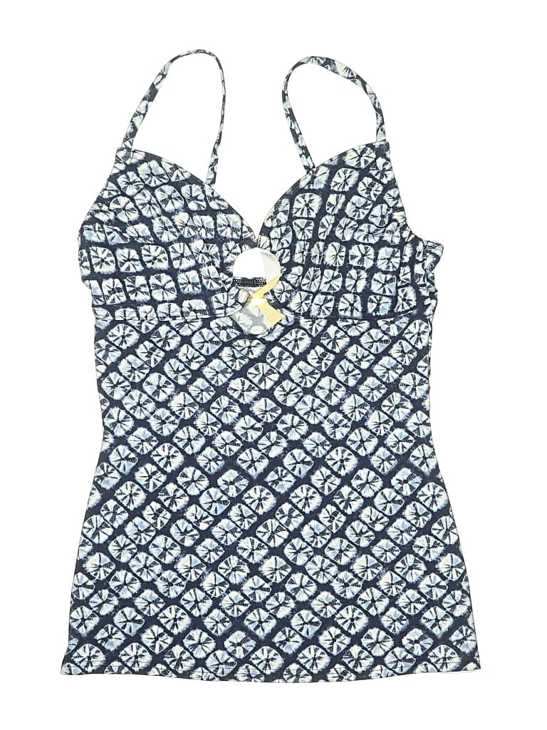 Pre-owned Michael Michael Kors Swimsuit Top Blue Tweed Pattern Sweetheart Neckline Swimwear
