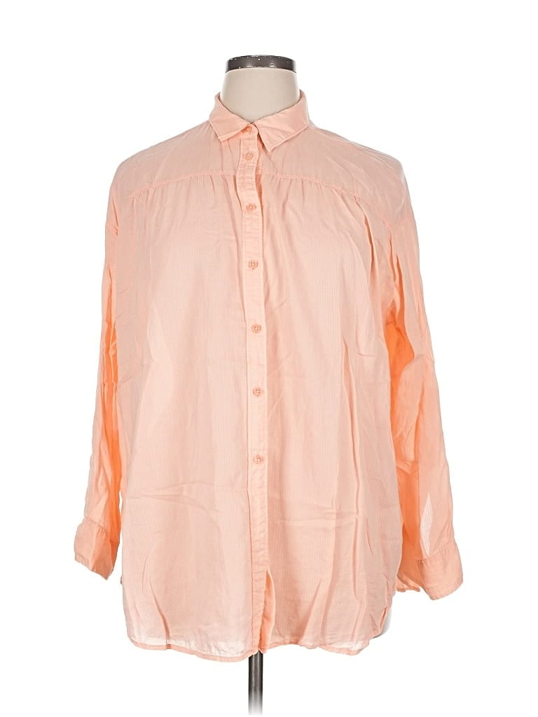 Pre-owned Express Outlet 3/4 Sleeve Button Down Shirt In Orange