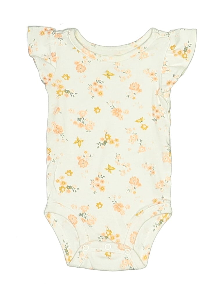 Pre-owned Carter's Babies' Short Sleeve Onesie In White