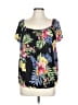 Cha Cha Vente Floral Black Short Sleeve Top Size L - photo 1