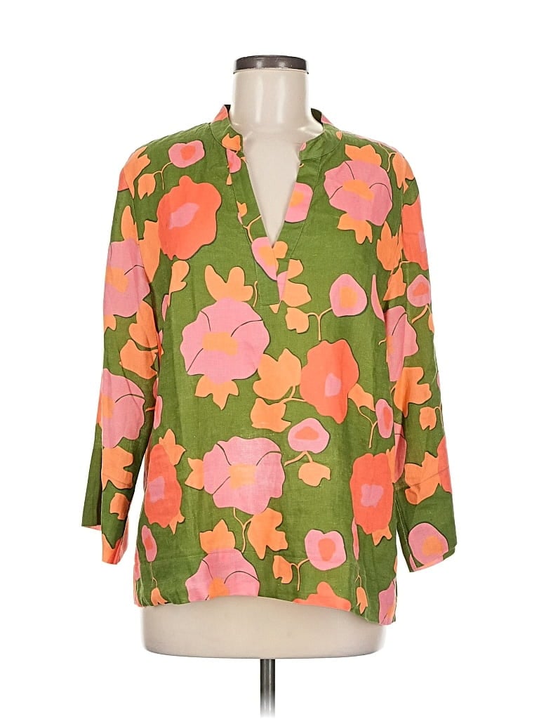 Pre-owned Birds Of Paradis By Trovata 3/4 Sleeve Blouse In Green