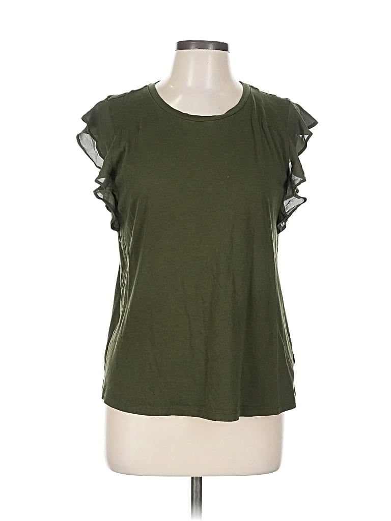 MICHAEL MICHAEL KORS Pre-owned Short Sleeve Top Green Ruffles Neckline Tops