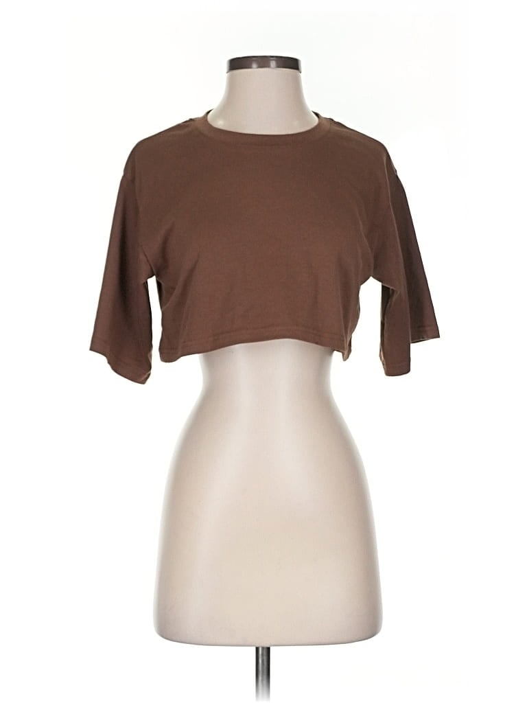 Pre-owned Shein Short Sleeve T-shirt In Brown