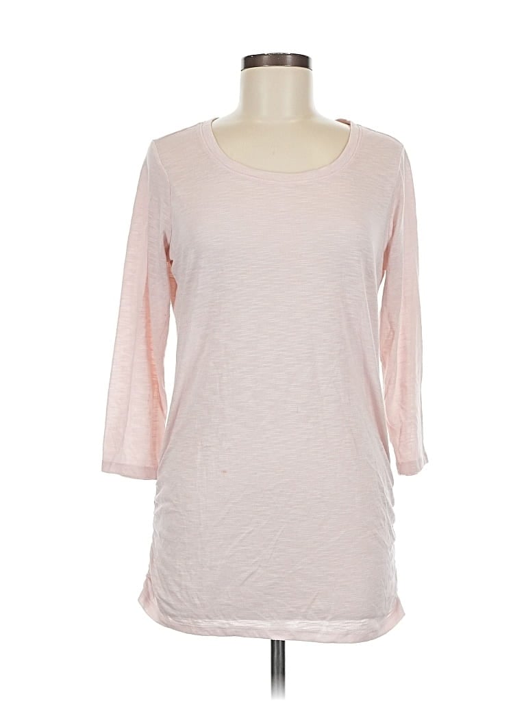 Pre-owned Harmony And Balance 3/4 Sleeve Top Pink Boatneck Tops