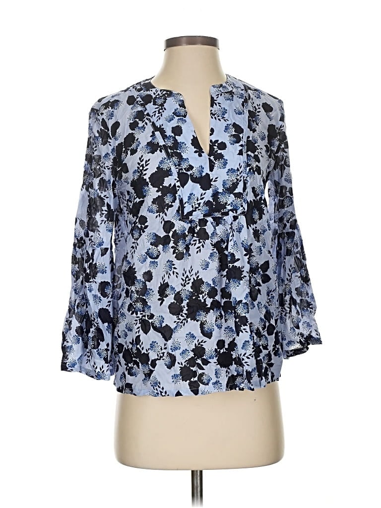 Pre-owned Ann Taylor Loft 3/4 Sleeve Blouse In Blue