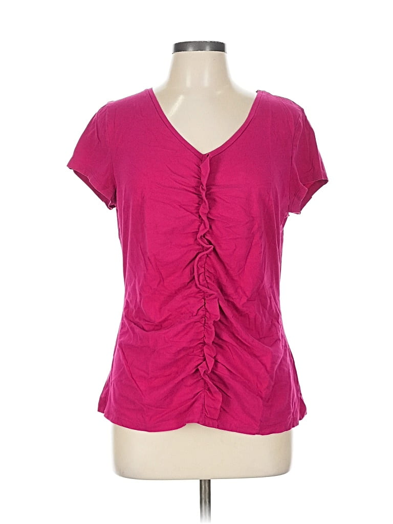Pre-owned Ann Taylor Factory Short Sleeve Top Pink Sweetheart Neckline Tops