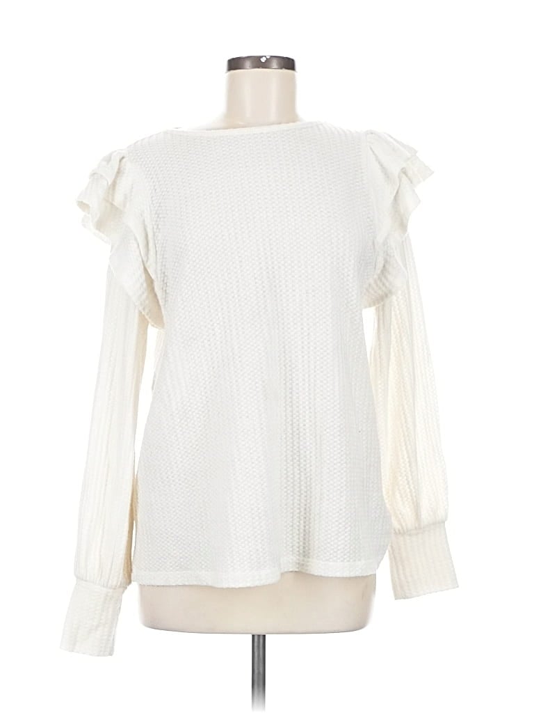 Pre-owned Doe & Rae Long Sleeve T-shirt In White