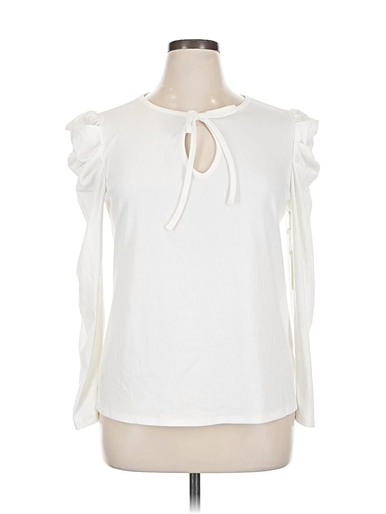 Ava James Long Sleeve Blouse In White