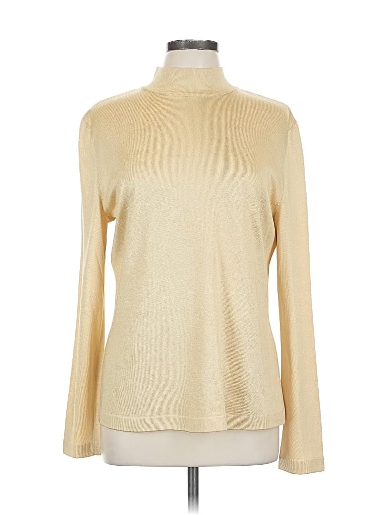 Pre-owned St. John Collection By Marie Gray Long Sleeve Top Gold Turtleneck Tops