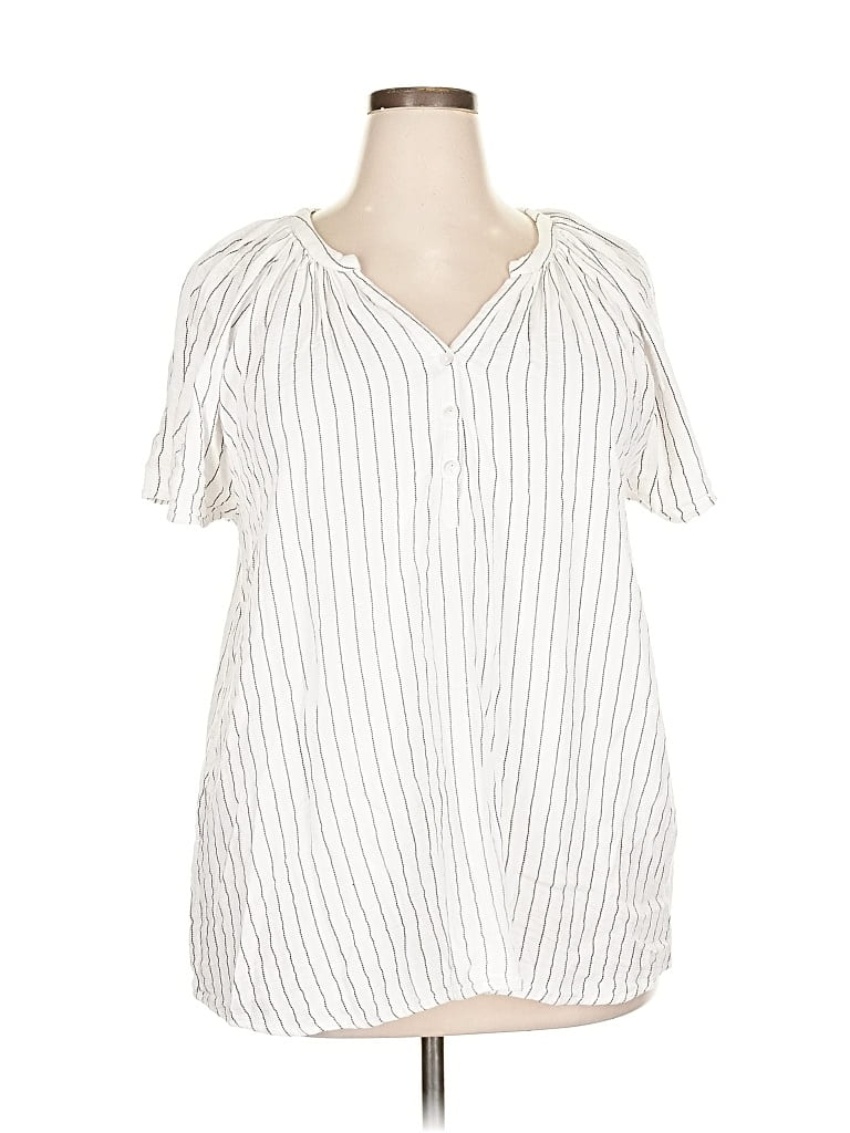 Pre-owned J By Joie Short Sleeve Henley Shirt In White