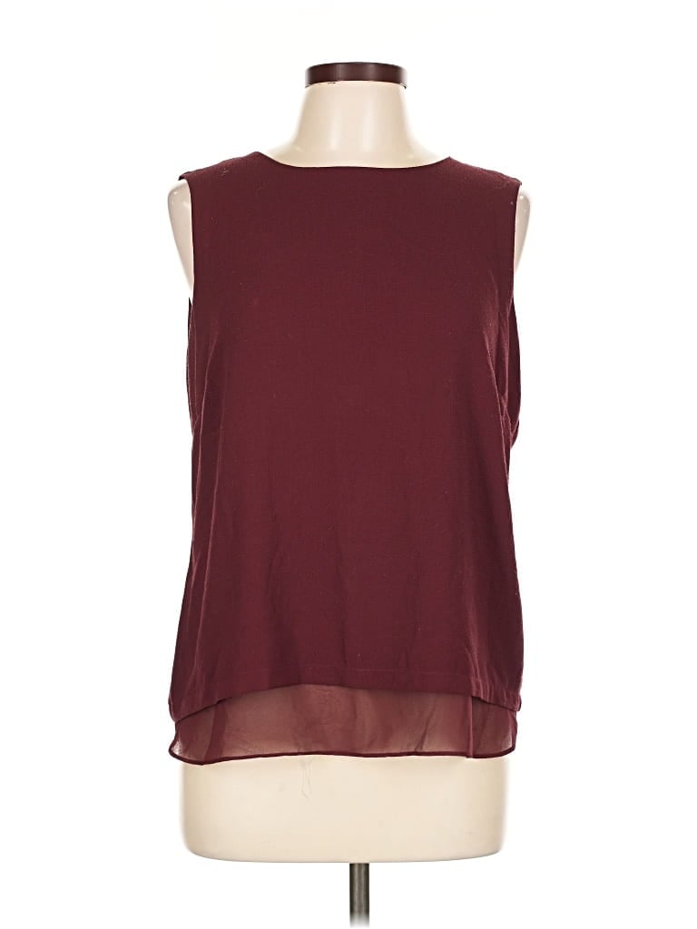 Pre-owned Rose + Olive Sleeveless Blouse In Burgundy