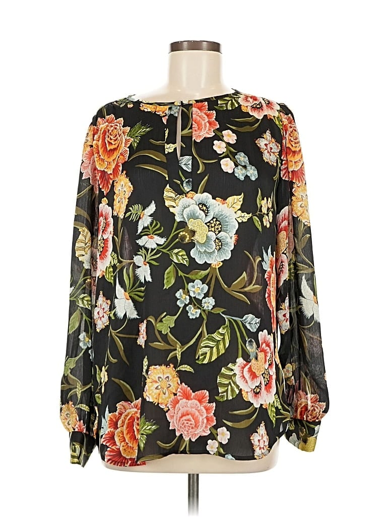 Pre-owned Ann Taylor Loft Long Sleeve Blouse In Black