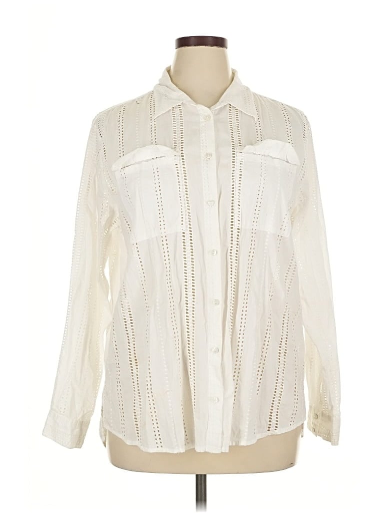 Pre-owned Nine West Long Sleeve Blouse In White