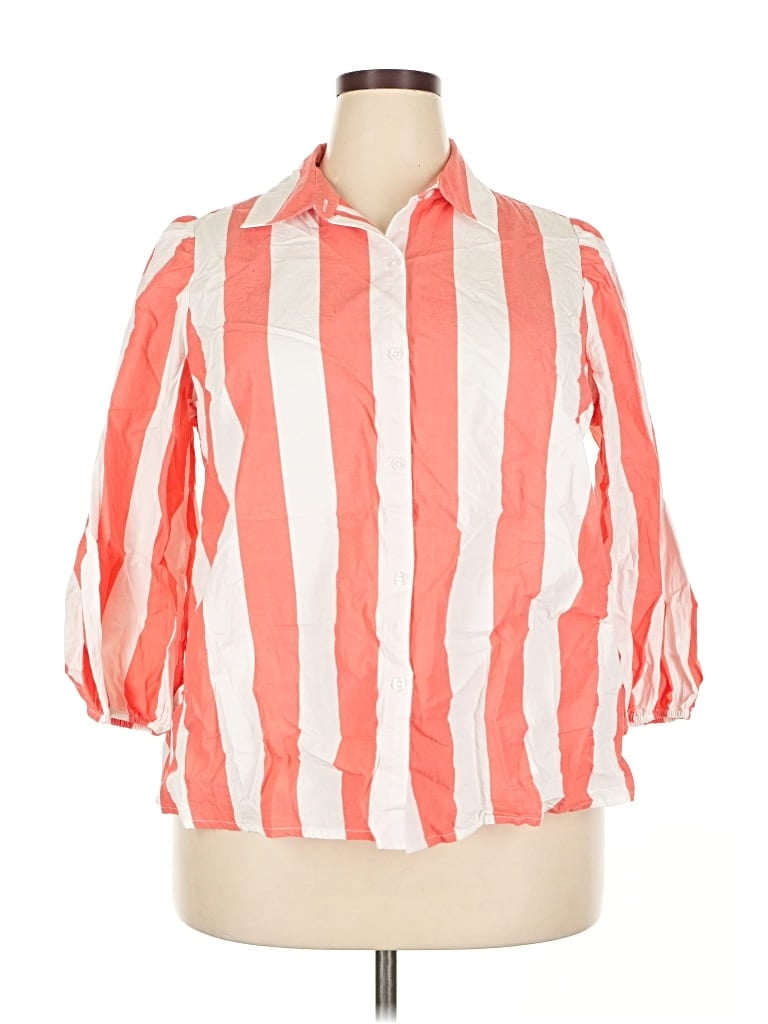 Pre-owned Cato 3/4 Sleeve Button Down Shirt In Orange