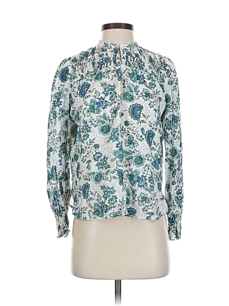 Pre-owned Ann Taylor Loft Long Sleeve Blouse In Blue