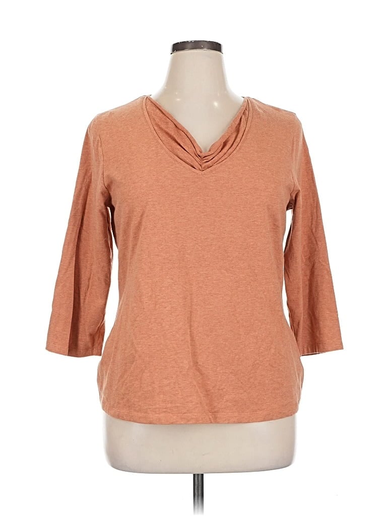 Pre-owned Coldwater Creek 3/4 Sleeve T-shirt In Brown