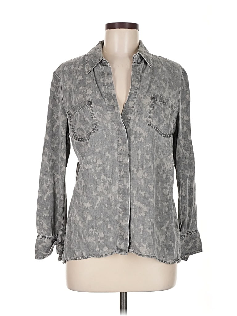 Pre-owned Tribal Jeans 3/4 Sleeve Button Down Shirt In Gray