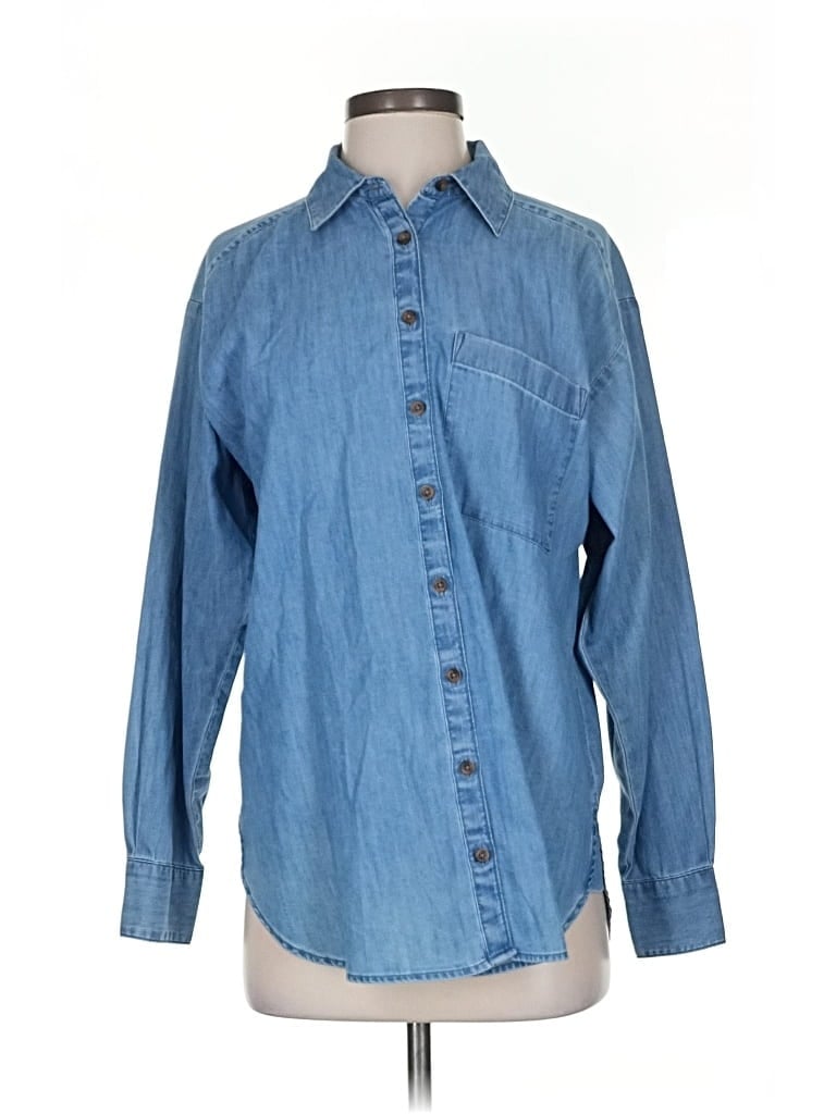 Pre-owned Ann Taylor Loft Long Sleeve Button Down Shirt In Blue