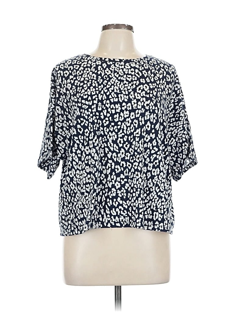 Pre-owned Banana Republic Factory Store Short Sleeve Blouse In Blue