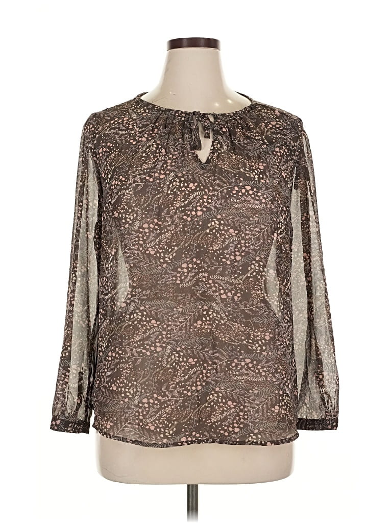 Pre-owned Ann Taylor Loft Long Sleeve Blouse In Brown
