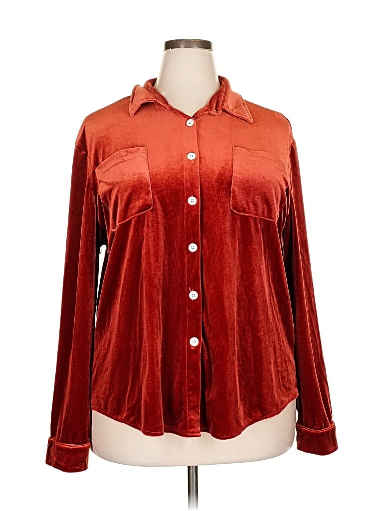 Pre-owned Unbranded Long Sleeve Blouse In Orange