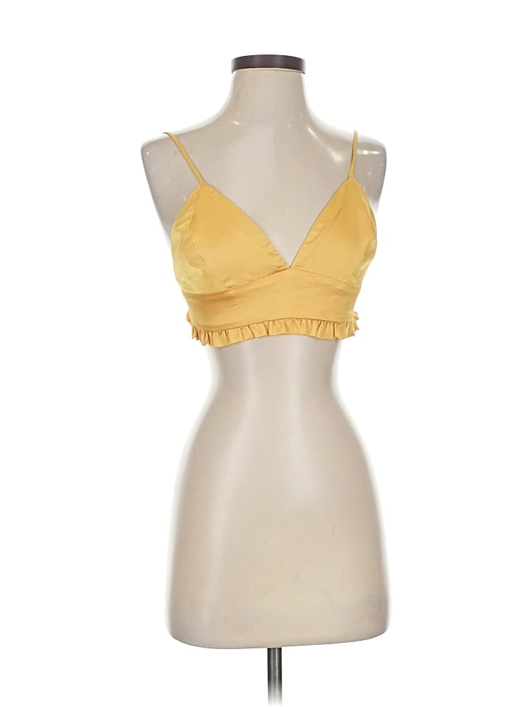 URBAN OUTFITTERS Pre-owned Sleeveless Top Yellow Sweetheart Neckline Tops