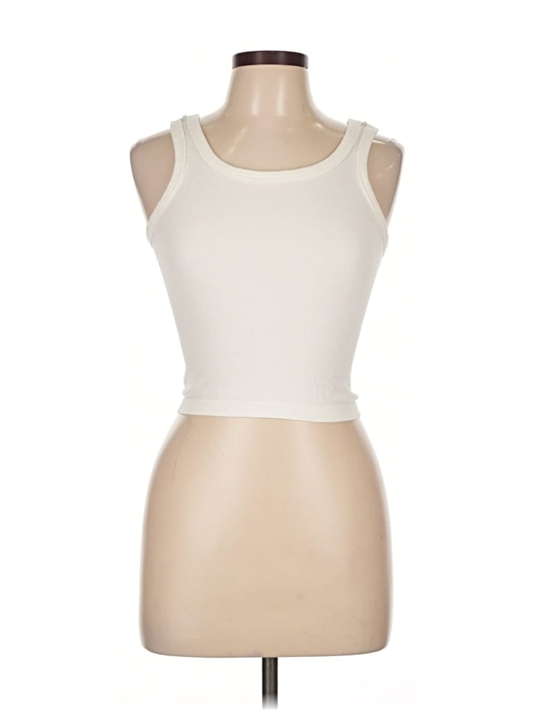 Pre-owned Happily Grey Tank Top Ivory Strapless Neckline Tops In White