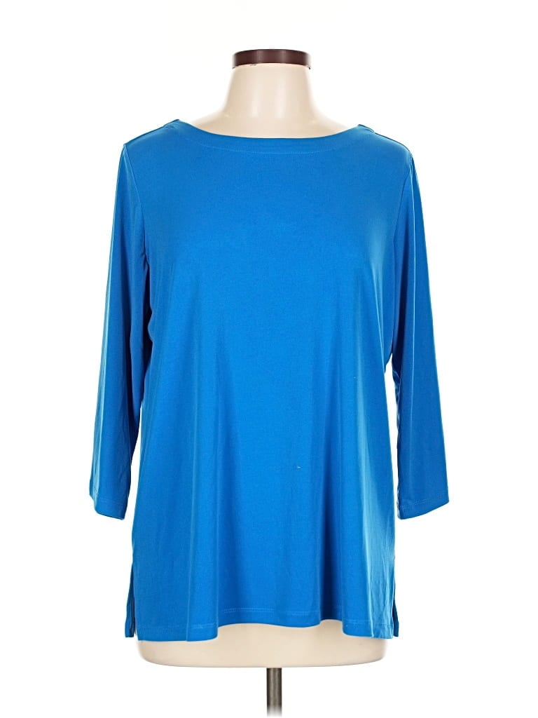 Pre-owned Susan Graver 3/4 Sleeve Top Blue Boatneck Tops